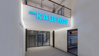 Der neue Kaufhof in Lübeck - Visualisierung Gewerbeeingang